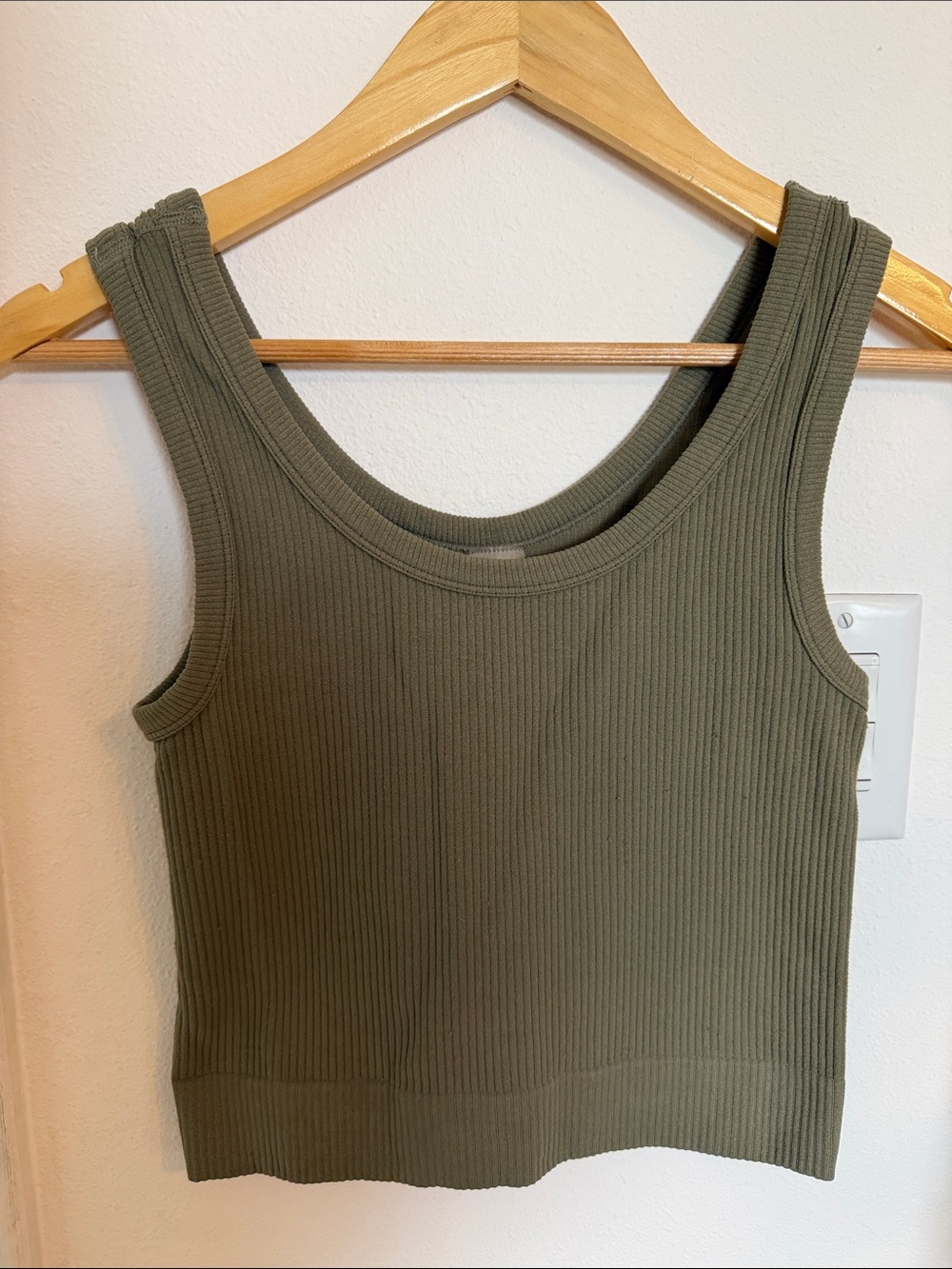 One Step Ahead Olive Green Ribbed Tank Top